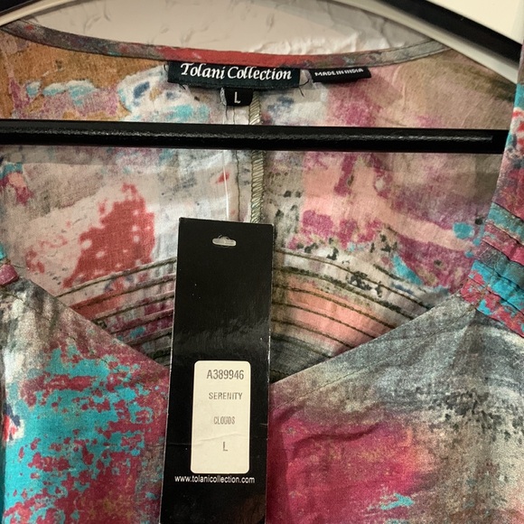 Tolani Collection NEW Colorful Blouse Large Ballon Sleeve Casual Art Watercolor - Picture 7 of 14